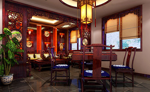 水城古典中式风格茶楼包间设计装修效果图